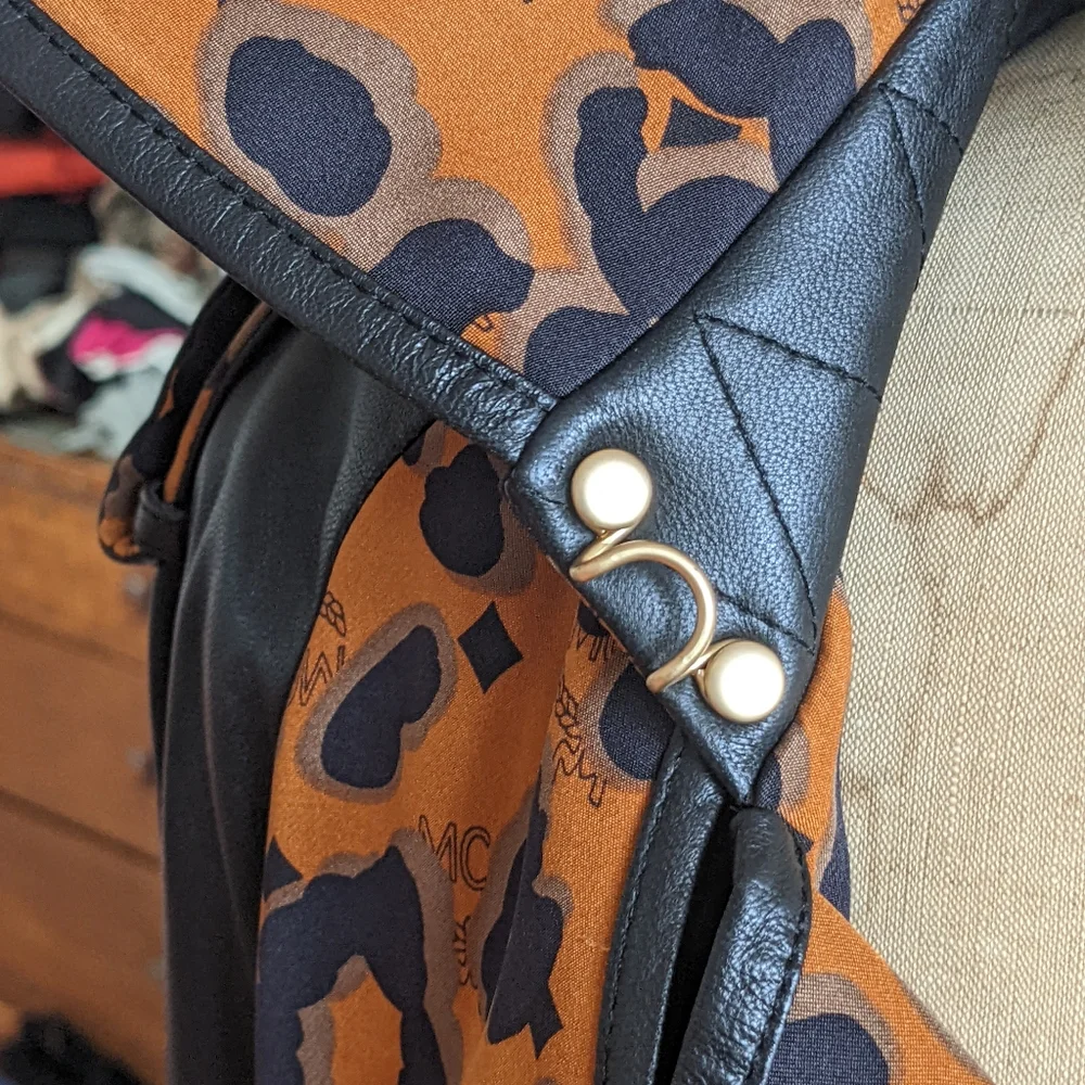 MCM Orange and Black Leopard Trench Coat - Picture 9 of 10